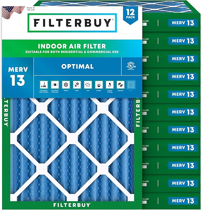 Filterbuy 13x20x2 Air Filter MERV 13 Optimal Smoke & Allergy Defense, by Filterbuy