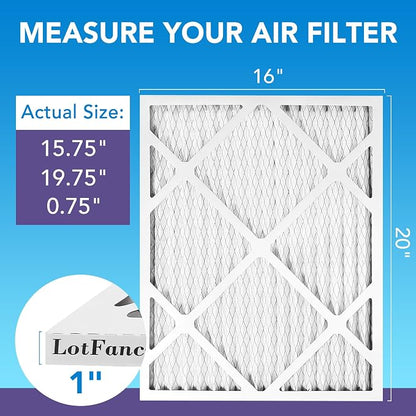 LotFancy 16x20x1 Air Filter MERV 11 6-Pack, Electrostatic Pleated AC Furnace - Image 2