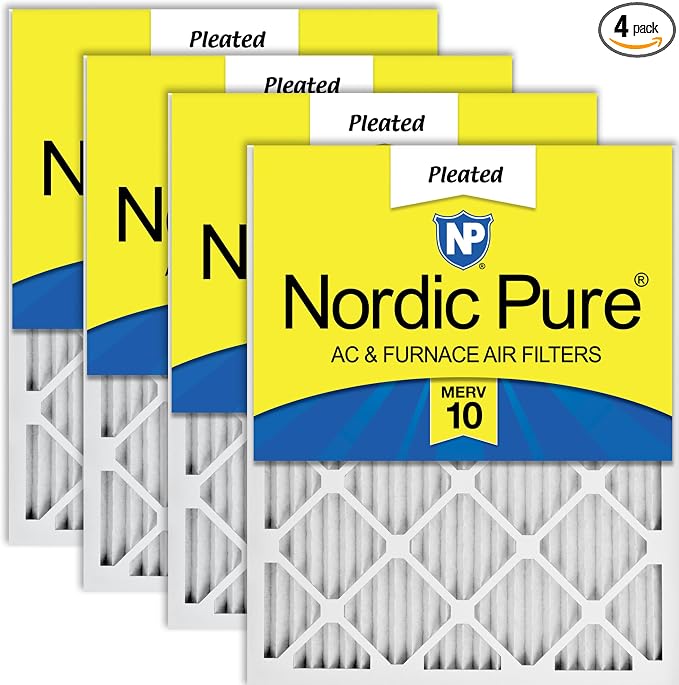 Nordic Pure 12x24x1 Pleated MERV 10 Air Filters 4 Pack by NordicPure