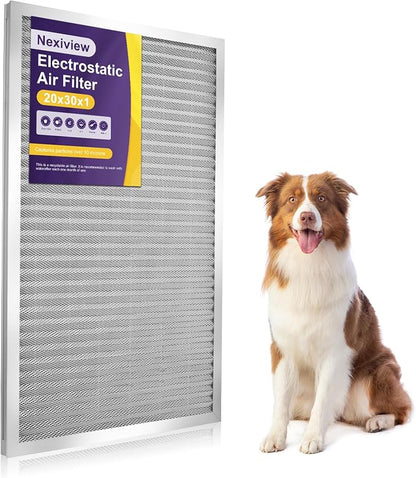 20x30x1 Furnace Filter-MERV8, Washable & Reusable Electrostatic Air Filter by Nexiview