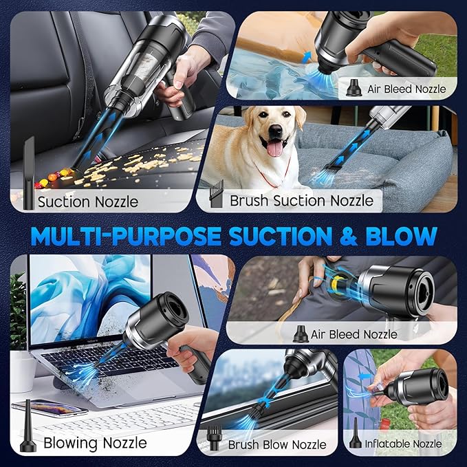 KMM Handheld Car Vacuum Cleaner, 10000PA Vacuum Cleaner & Air Duster, 120W High - Image 4