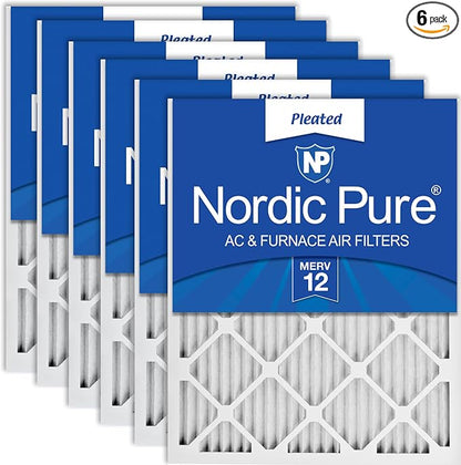 Nordic Pure 20x25x1 Pleated MERV 12 Air Filters 6 Pack by NordicPure