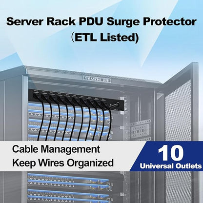 10 Outlets Horizontal 1U PDU Rackmount Power Strip - Image 5
