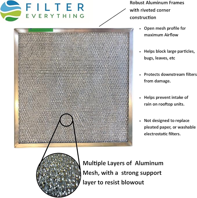 Filter Everything Washable Aluminum Air Filter – 14 x 25 x 1 – Permanent - Image 2