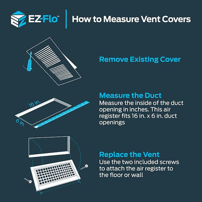 EZ-FLO 16 x 6 Inch White Air Vent Cover - Image 7