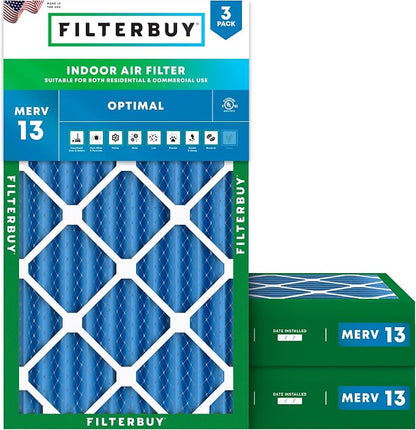 Filterbuy 14x25x4 Air Filter MERV 13 Optimal Smoke & Allergy Defense, by Filterbuy