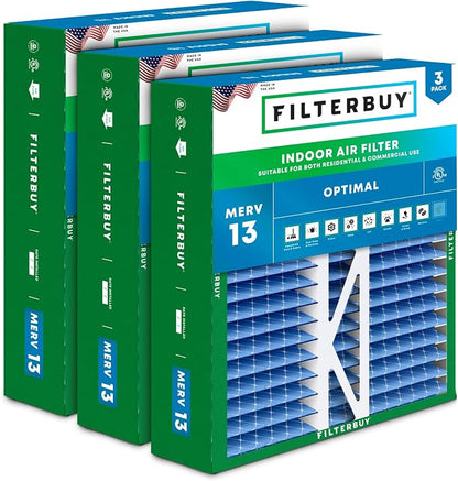 Filterbuy 20x20x5 Air Filter MERV 13 Optimal Smoke & Allergy Defense, Pleated by Filterbuy