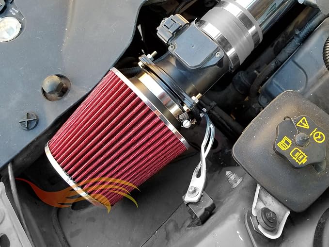 RED 3.5" 89 mm Inlet Truck Air Cone Replacement Performance Washable Clamp-On - Image 4
