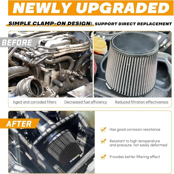 PTNHZ Universal Black 4" 102mm High Flow Cold Air Intake Cone Air Filter Power - Image 6