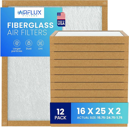 Fiberglass Air Filter -16x25x2Air Filter 12 Pack by Unknown
