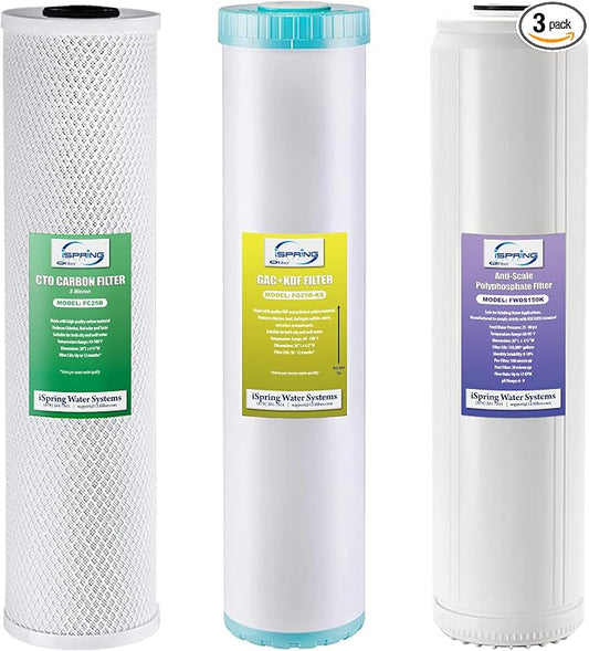 iSpring F3WGB32BKDS 4.5” x 20” 3-Stage Whole House Water Filter Replacement Pack by iSpring