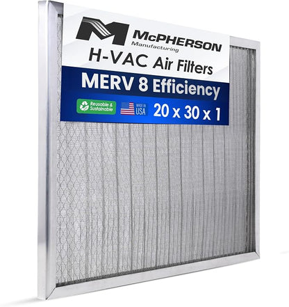 McPherson Reusable Air Filter 30x20x1 | Washable MERV 8 | Made in USA Metal by McPhersonManufacturing