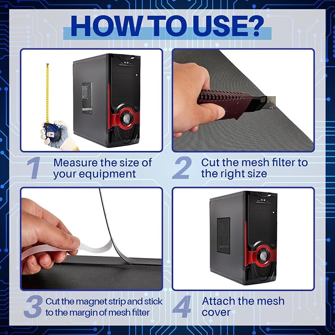 Woanger 4 Pcs 1000 x 300 mm DIY PC Case Dust Filter PC Fan Mesh Filter Floor - Image 4
