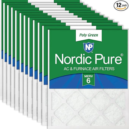 Nordic Pure 12x20x1 Poly Green MERV 6 AC Furnace Air Filters – Reduces Dust by NordicPure