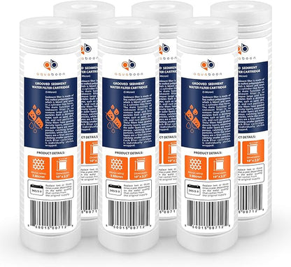 Aquaboon 5 Micron 10 x 2.5 Grooved Sediment Water Filter Replacement by Aquaboon