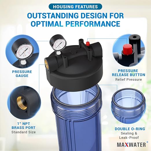 Max Water 20" x 4.5" Whole House Water Filter Housing – Fits Standard Large - Image 3