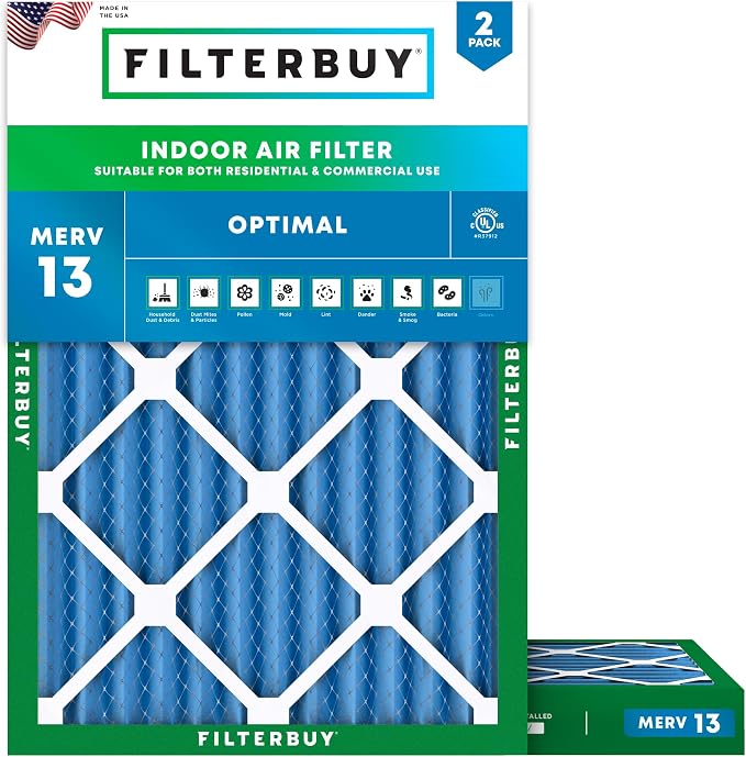Filterbuy 24x28x2 Air Filter MERV 13 Optimal Smoke & Allergy Defense, by Filterbuy