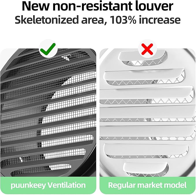 6" in Heavy Duty Thickened 304 Stainless Steel Air Vent Cover Louvered Grille - Image 2