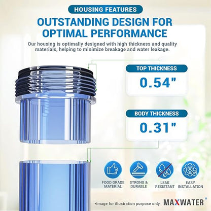 Max Water Whole House 20" x4.5" Purple Clear WH Water Filter Housing 1 inch - Image 6