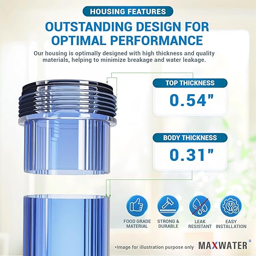 Max Water 20" x 4.5" Whole House Water Filter Housing – Fits Standard Large - Image 4