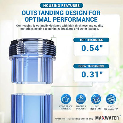 Max Water 20" x 4.5" Whole House Water Filter Housing – Fits Standard Large - Image 4