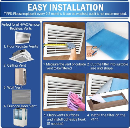 2 Rolls Air Vent Filters, MERV 8 Triple Vent Filter Kit - Image 5