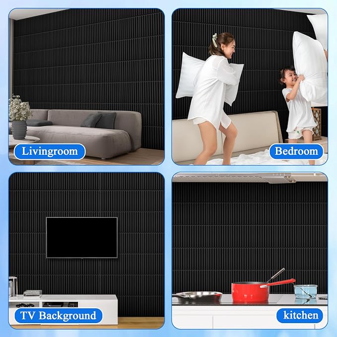 Nuanchu 120 Pcs 3D Slat Wall Panels 12 x 12 Inch PVC Fluted Textured Panel - Image 7