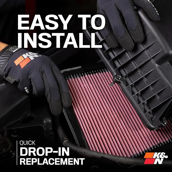 K&N High-Flow Original Lifetime Engine Air Filter: Increase Power: Washable: - Image 8
