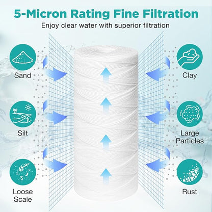 SimPure 5 Micron 10" x 4.5" String Wound Sediment Water Filter Cartridge - Image 5
