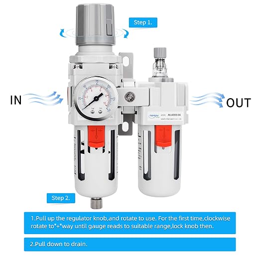 NANPU 1/2" NPT Compressed Air Filter Regulator Lubricator Combo Water/Oil Trap - Image 4