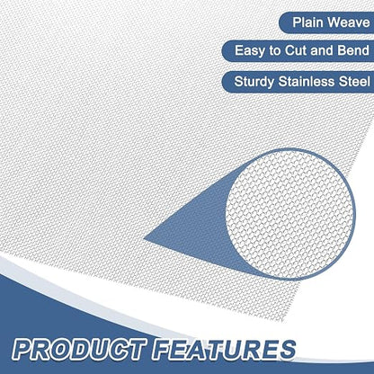 uxcell 30 Mesh 79" x 10" Woven Wire Mesh, 316 Stainless Steel Air Vent Filter - Image 3