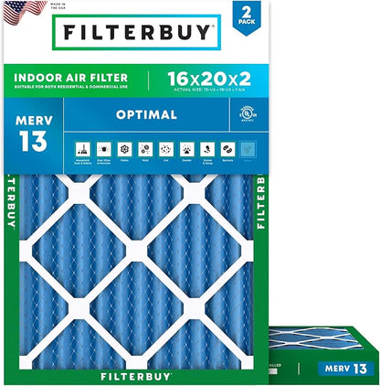 Filterbuy 16x20x2 Air Filter MERV 13 Optimal Smoke & Allergy Defense, by Filterbuy