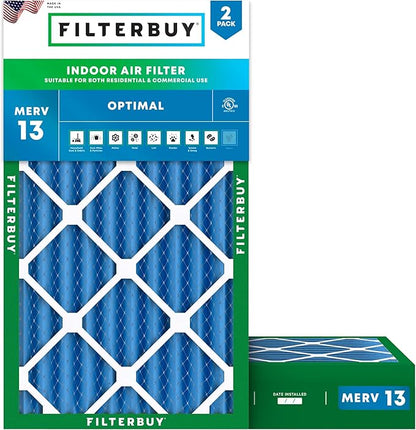 Filterbuy 14x25x4 Air Filter MERV 13 Optimal Smoke & Allergy Defense, by Filterbuy