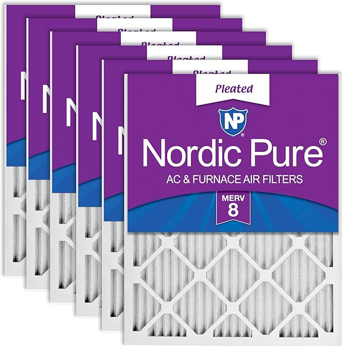 Nordic Pure 16x25x1 Pleated MERV 8 Air Filters 6 Pack by NordicPure