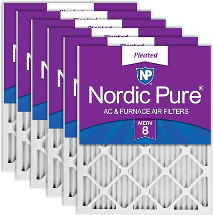Nordic Pure 20x20x1 Pleated MERV 8 Air Filters 6 Pack by NordicPure