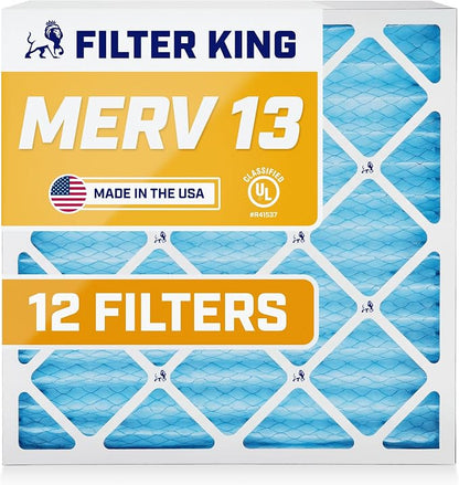 Filter King 8x20x1 Air Filter | 12-PACK | MERV 13 HVAC Pleated A/C Furnace by FilterKing
