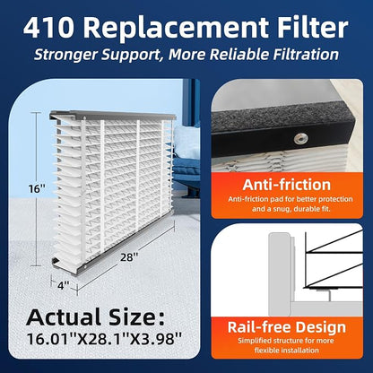 3 Pack, 410 Replacement Air Filter, MERV 11, Actual Size: 16"x28"x4", Nominal - Image 3