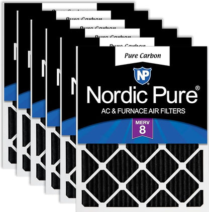 Nordic Pure 12x24x1 Pure Carbon Pleated Odor Reduction Furnace Air Filters 6 by NordicPure