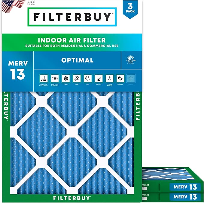 Filterbuy 17.5x21x1 Air Filter MERV 13 Optimal Smoke & Allergy Defense by Filterbuy