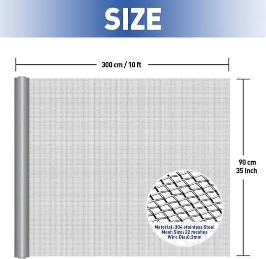 MAGZO 304 Stainless Steel Mesh Screen Roll 35in x 10ft - Image 2