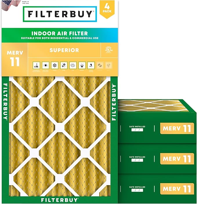 Filterbuy 14x25x4 Air Filter MERV 11 Superior Pet & Allergy Defense, by Filterbuy
