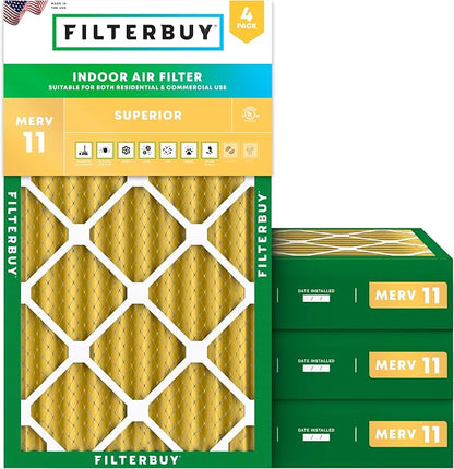 Filterbuy 12x20x4 Air Filter MERV 11 Superior Pet & Allergy Defense, by Filterbuy