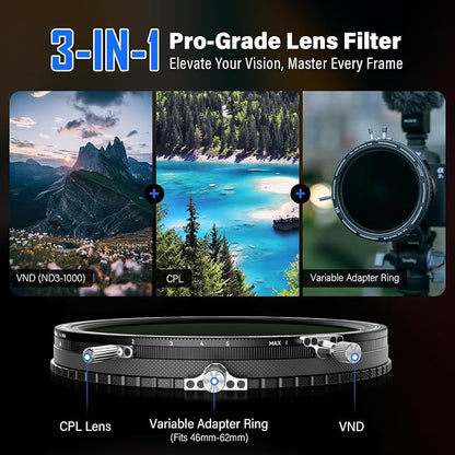H&Y RevoRing MKⅡ 46mm 49mm 52mm 55mm 58mm 62mm Variable ND Filter & CPL - Image 2