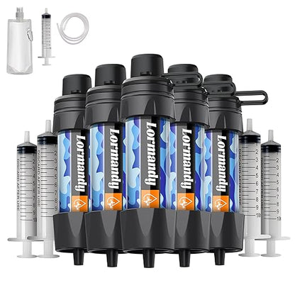 Straw Water Filter 5 Pack – Outdoor Camping & Hiking Survival Gear Kit by Lormandy