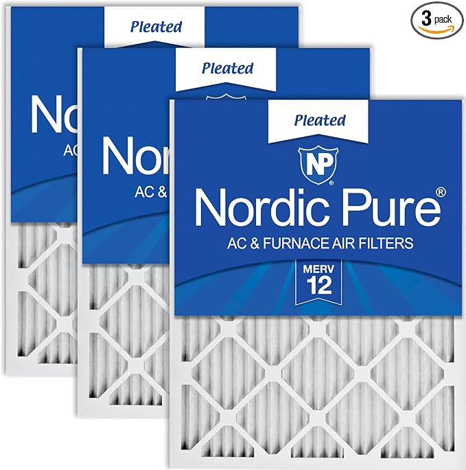 Nordic Pure 16x30x1 Pleated MERV 12 Air Filters 3 Pack by NordicPure