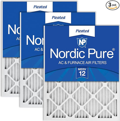 Nordic Pure 16x30x1 Pleated MERV 12 Air Filters 3 Pack by NordicPure