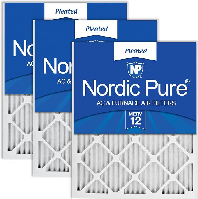 Nordic Pure 12x24x1 Pleated MERV 12 Air Filters 3 Pack by NordicPure