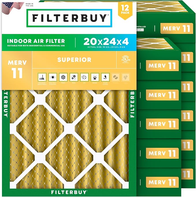 Filterbuy 20x24x4 Air Filter MERV 11 Superior Pet & Allergy Defense, by Filterbuy