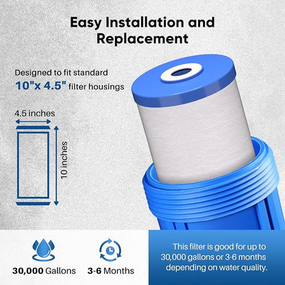PUREPLUS 5 Micron 10" x 4.5" Whole House FXHTC Sediment and Carbon Water Filter - Image 7