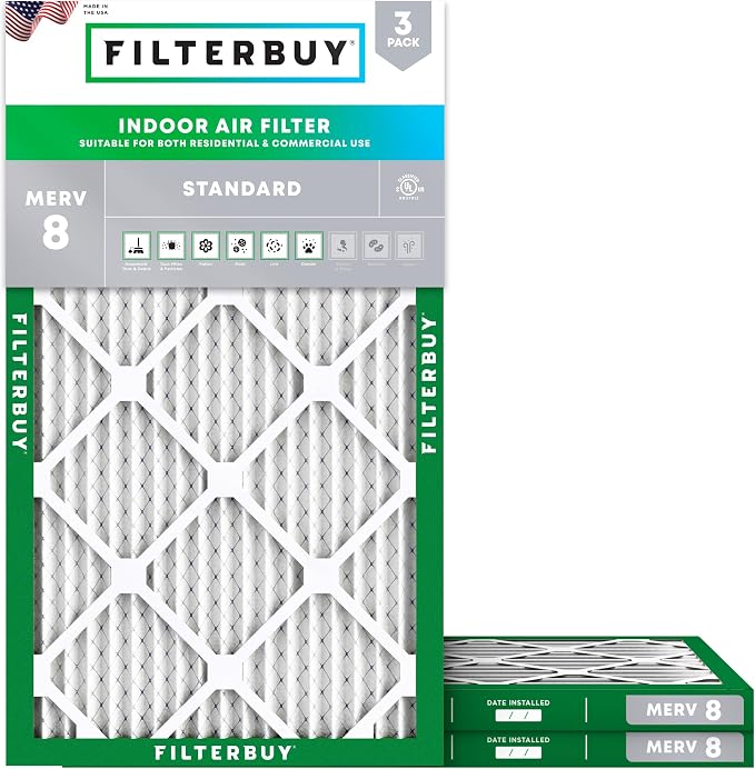 Filterbuy 15x25x1 Air Filter MERV 8 Essential Dust & Allergy Defense, by Filterbuy